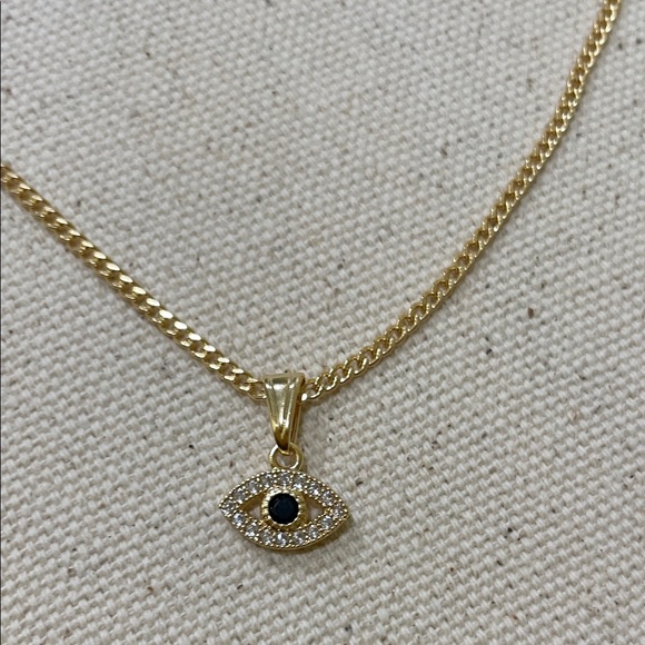 Gold Evil Eye Pendant Necklace - Picture 1 of 8